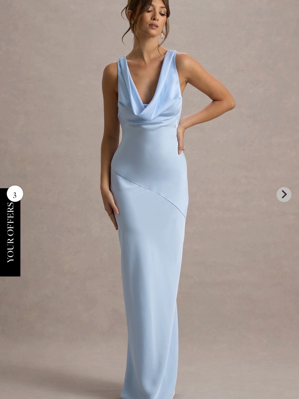 Club L London Light Blue Cowl Neck Maxi Dress